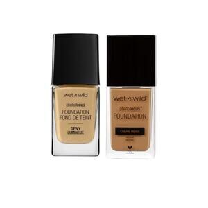 New 2 Pack Wet n Wild Cream Beige Photo Focus Dewy & Matte Liquid Foundation